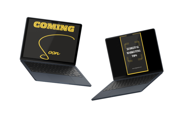 Two laptops displaying Canva templates on their screens.