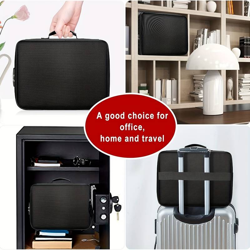 1pc Document Bag with Combination Lock, 3-Layer File Storage, Zipper Organizer for Laptop and Files, Durable and Secure