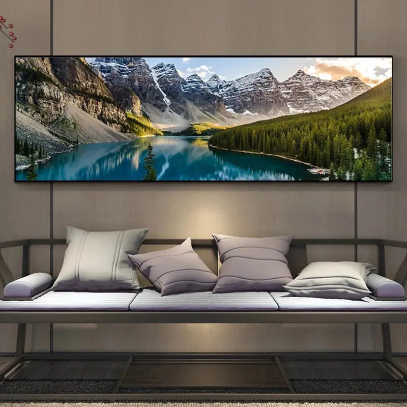 1pc canvas painting featuring a serene lake, forest, and mountain scenery, perfect for living room or bedroom decor.