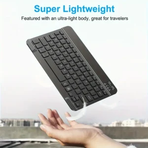 Image of the 10-Inch Ultra-Thin Mini Wireless Keyboard with a sleek, compact design.