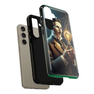 Custom dual-layer protective phone case for iPhone and Samsung Galaxy, available in glossy and matte finishes with clear ports.