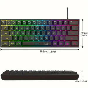 Image of the MageGee TS91 Mini 60% Gaming/Office Keyboard with RGB backlighting.