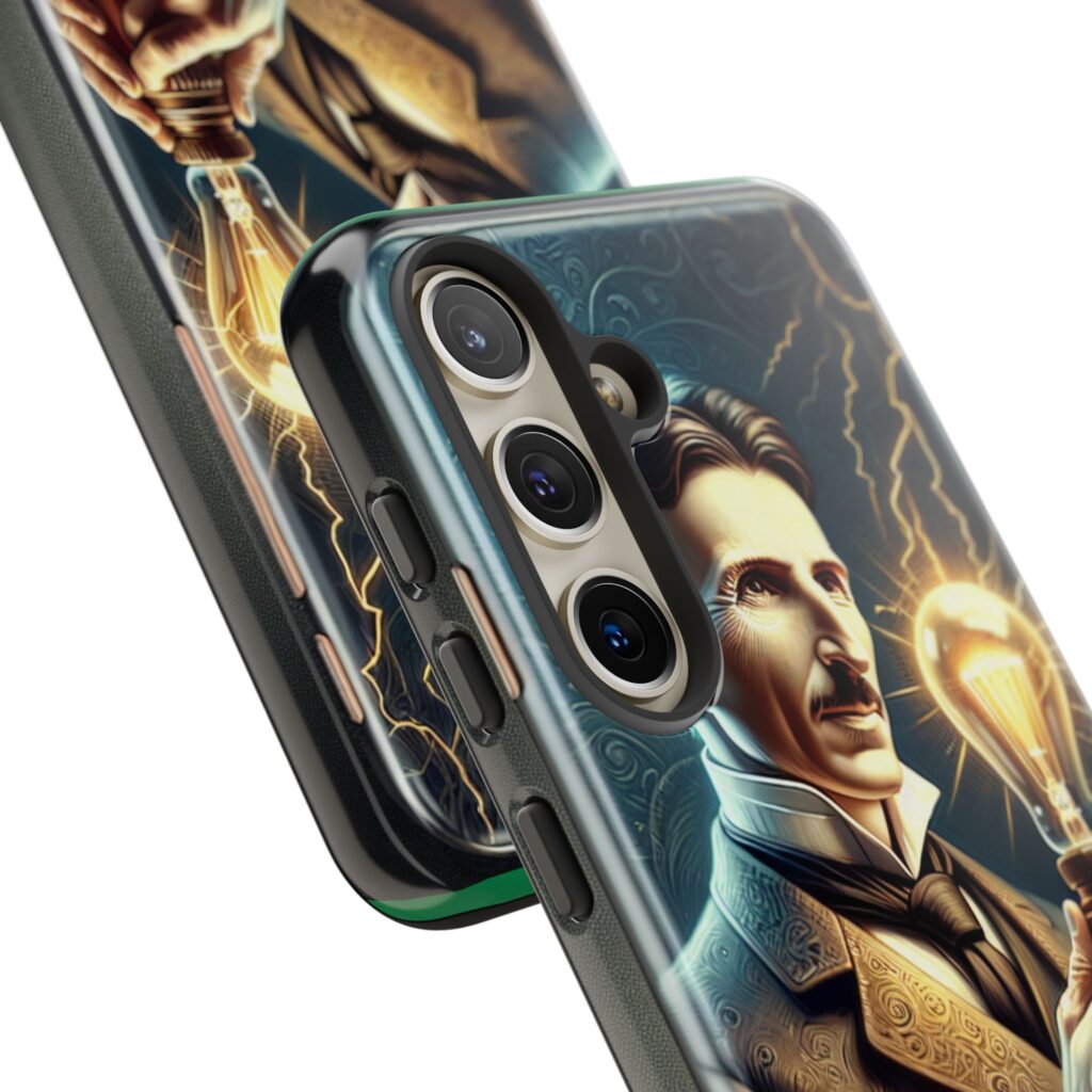 Custom dual-layer protective phone case for iPhone and Samsung Galaxy, available in glossy and matte finishes with clear ports.