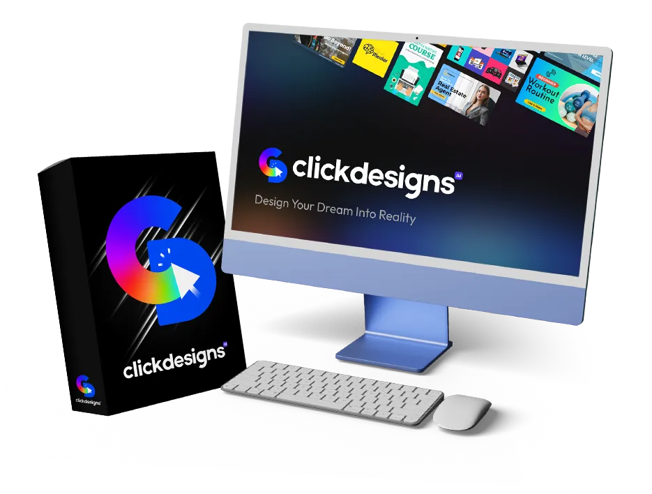 ClickDesigns logo with the tagline: Unlock Your Creative Potential with ClickDesigns.